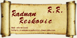 Radman Resković vizit kartica